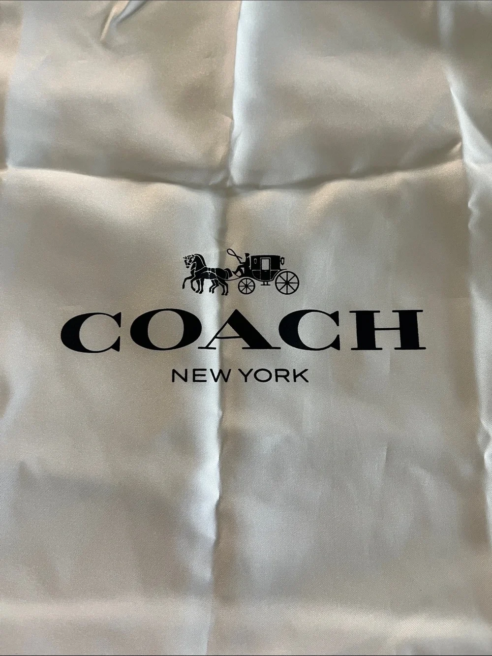 Coach White Satin Logo Drawstring Dust Bag